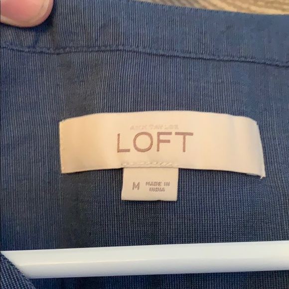 Denim blue ruffled blouse from LOFT. - Picture 2 of 3